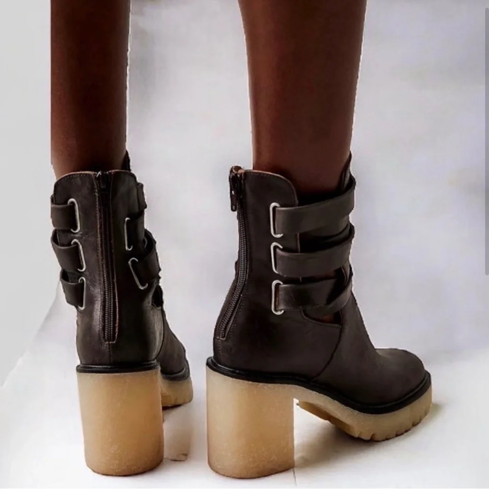 Free People Jesse Cutout Platform Boot in Bitter Brown